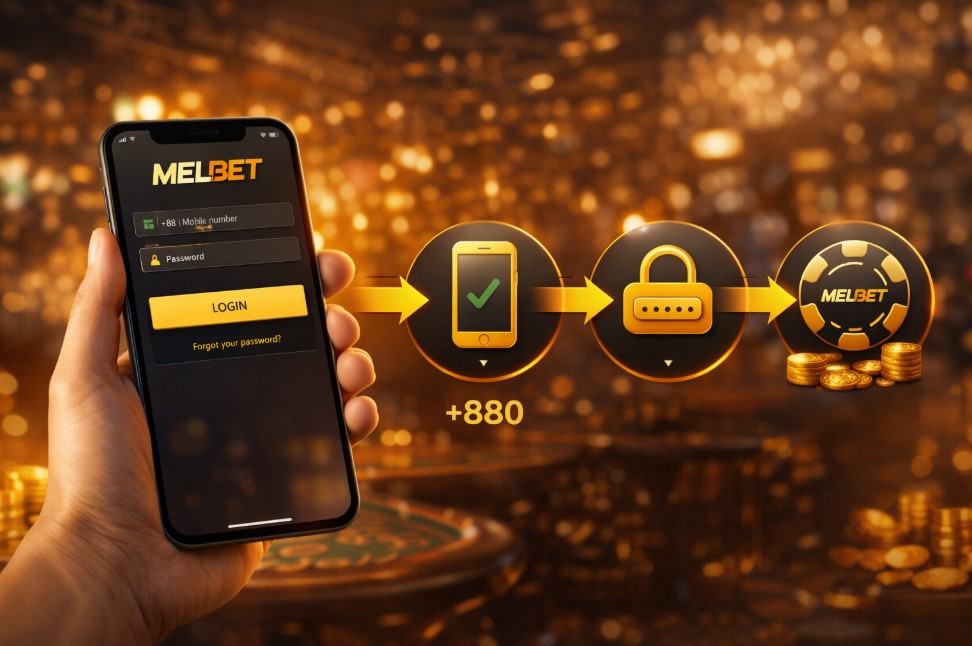 MelBet login screen on mobile and desktop for Bangladesh users